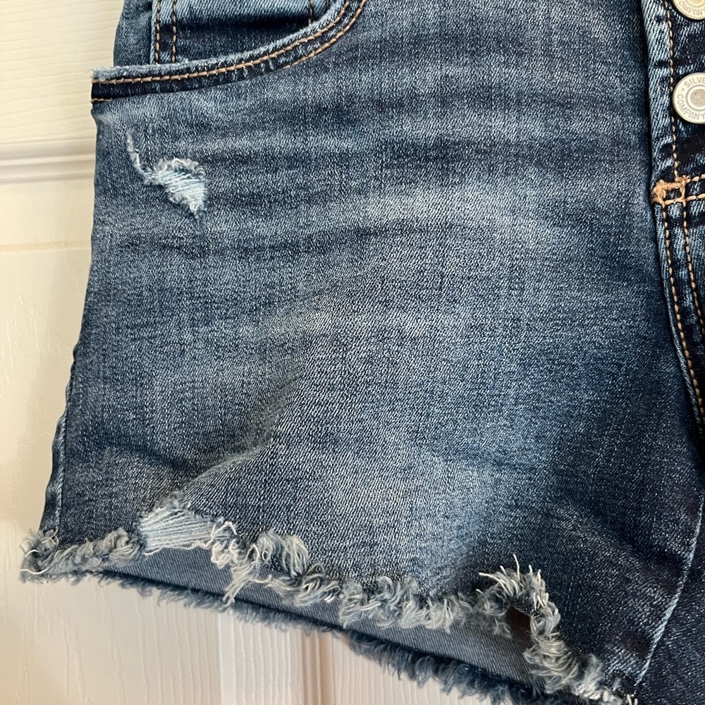 Silver Jeans Co Boyfriend Dark Blue Jean Shorts 26 EUC - Picture 5 of 7